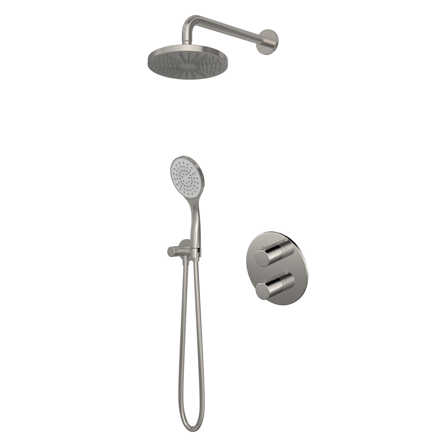 Hotbath Buddy IBS12A inbouw regendouche 30cm met 3 standen handdouche en glijstang geborsteld nikkel