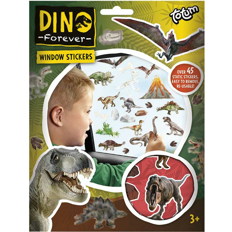 Totum Auto raamstickers - 45 stuks - dinosaurus thema - voor kinderen