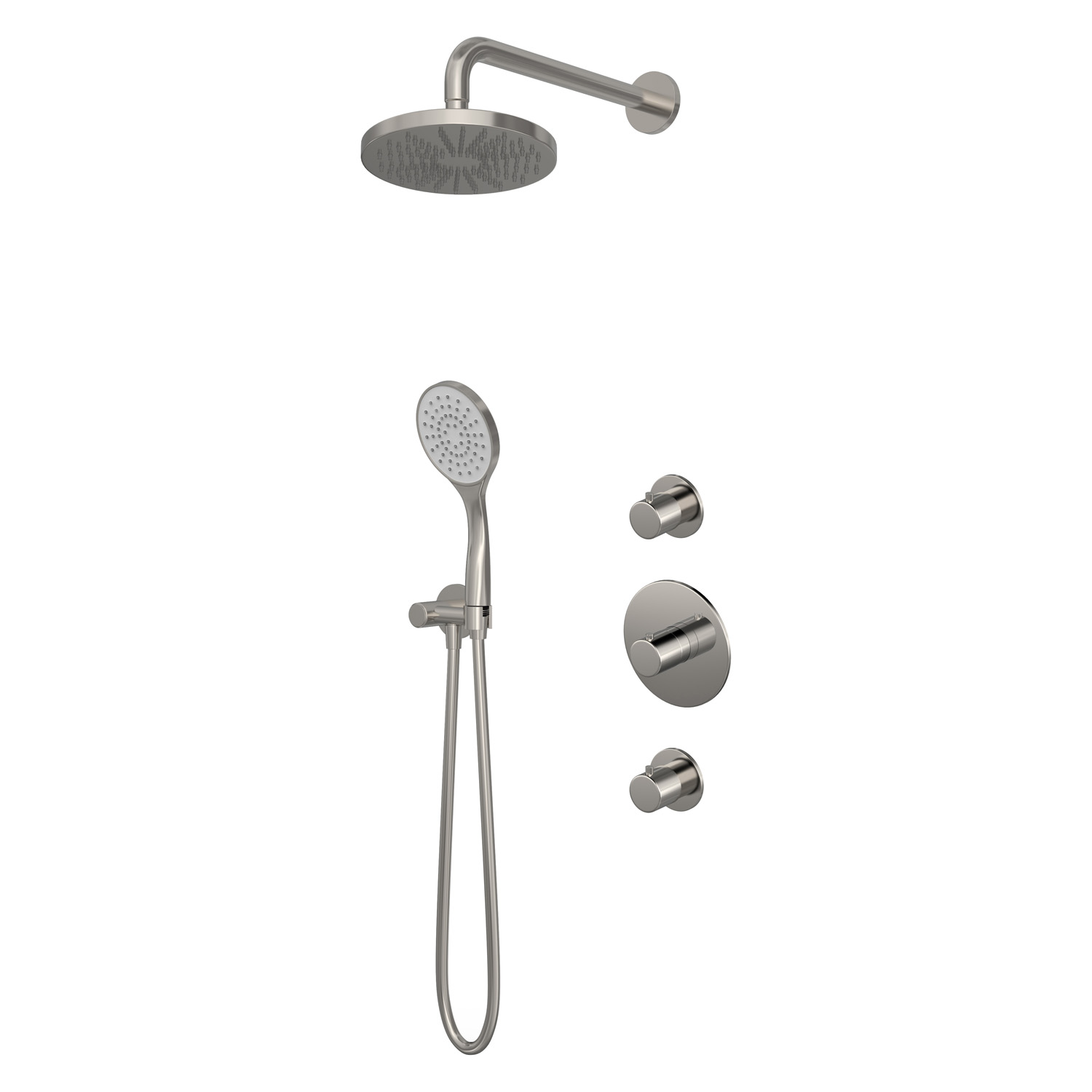 Hotbath Buddy IBS12 inbouw regendouche 30cm met 3 standen handdouche en glijstang geborsteld nikkel