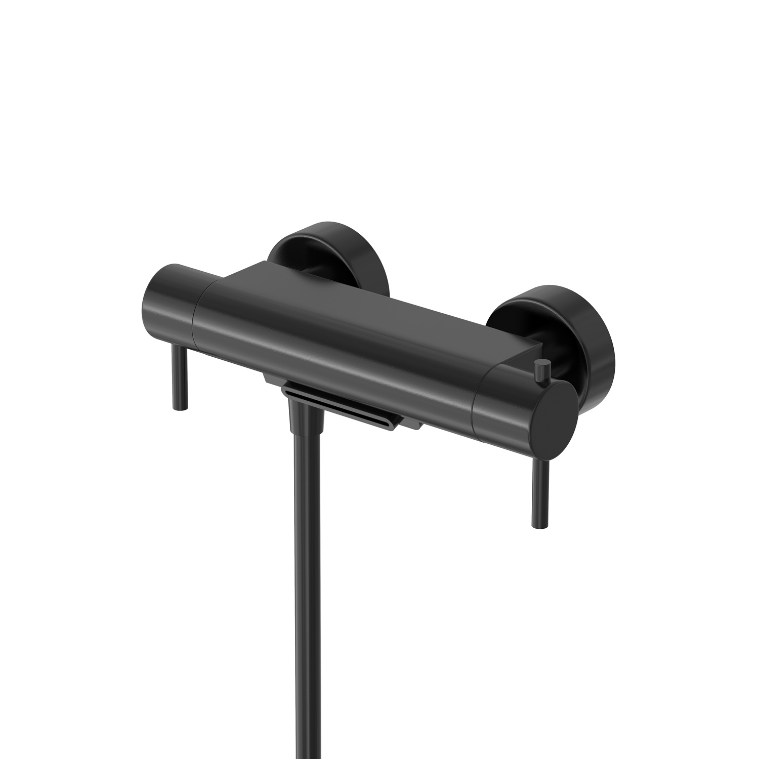 Hotbath Cobber thermostatische badkraan met waterval uitloop geborsteld zwart PVD