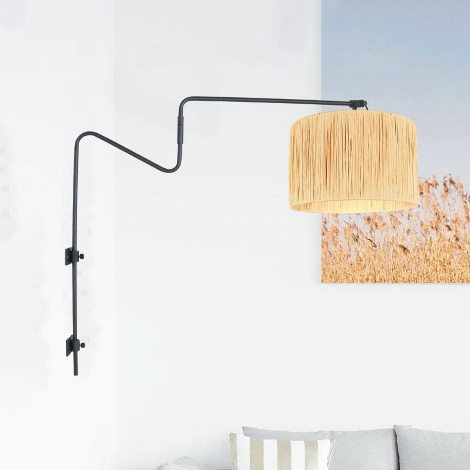 Steinhauer Wandlamp Linstrom zwart met strokleurige kap 3721ZW
