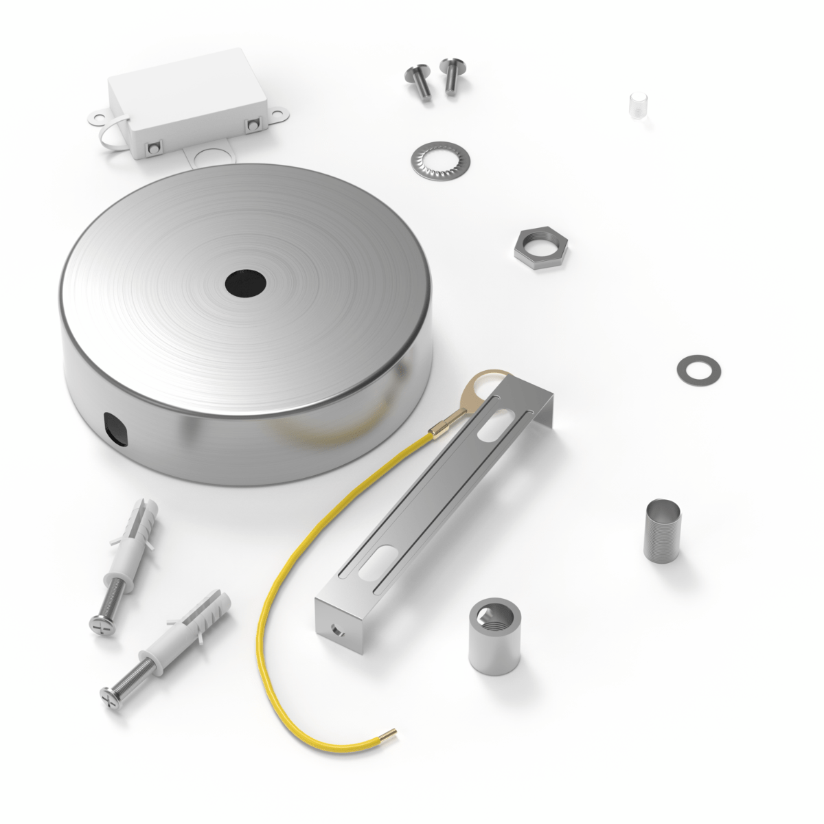 Calex | Metalen plafondplaat | Ø100mm | 1 gat | Mat Nikkel
