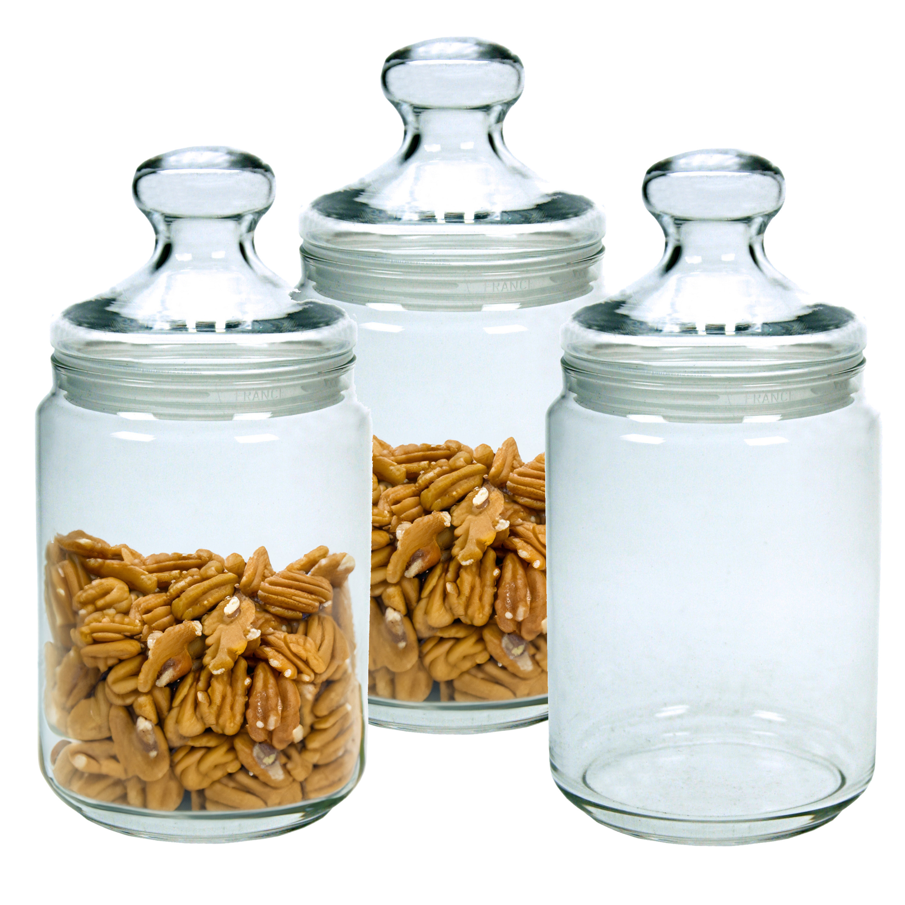 Luminarc Voorraadpot/bewaarpot - Set van 4x stuks - 1000 ml - glas - met deksel - glazen voorraadbus -