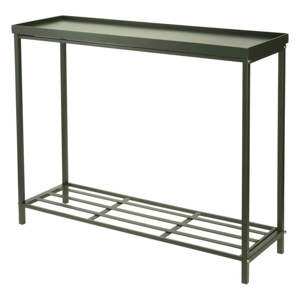 Pro Garden Plantenrek/plantentafel - groen - metaal - 75 x 23 x 60 cm - binnen en buiten -