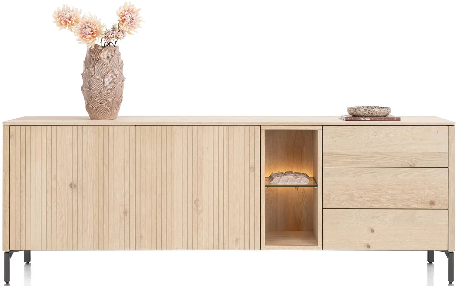 Trenton dressoir 210 cm - 2-deuren + 3-laden + 2-niches - natural