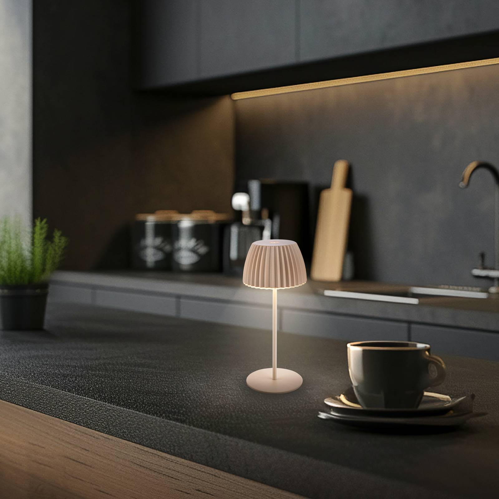Briloner Leuchten Led-tafellamp Akku LED Tischleuchte, mini, beige