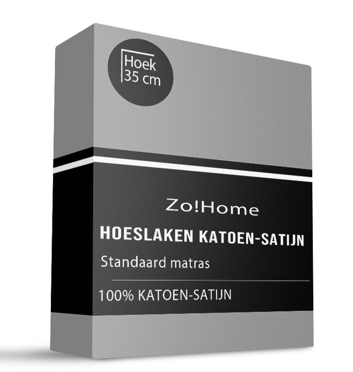 Zo!Home Hoeslaken Satinado - Katoen-Satijn - 90x210 cm - Grijs -  - 