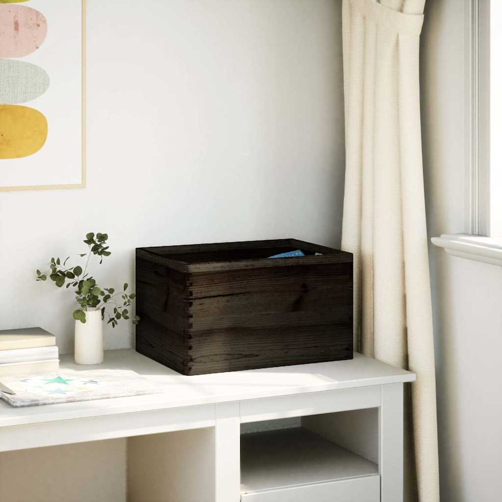 vidaXL Houten kist met handvatten 40x30x23 cm massief grenenhout zwart