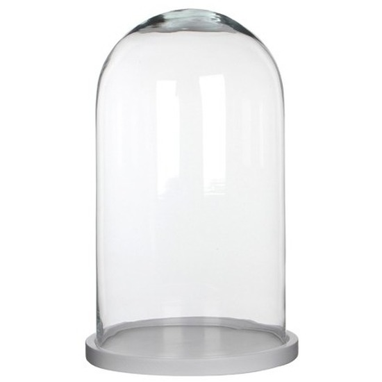 Mica Decorations Stolp Hella - glas en wit eikenhout - 23 x cm -