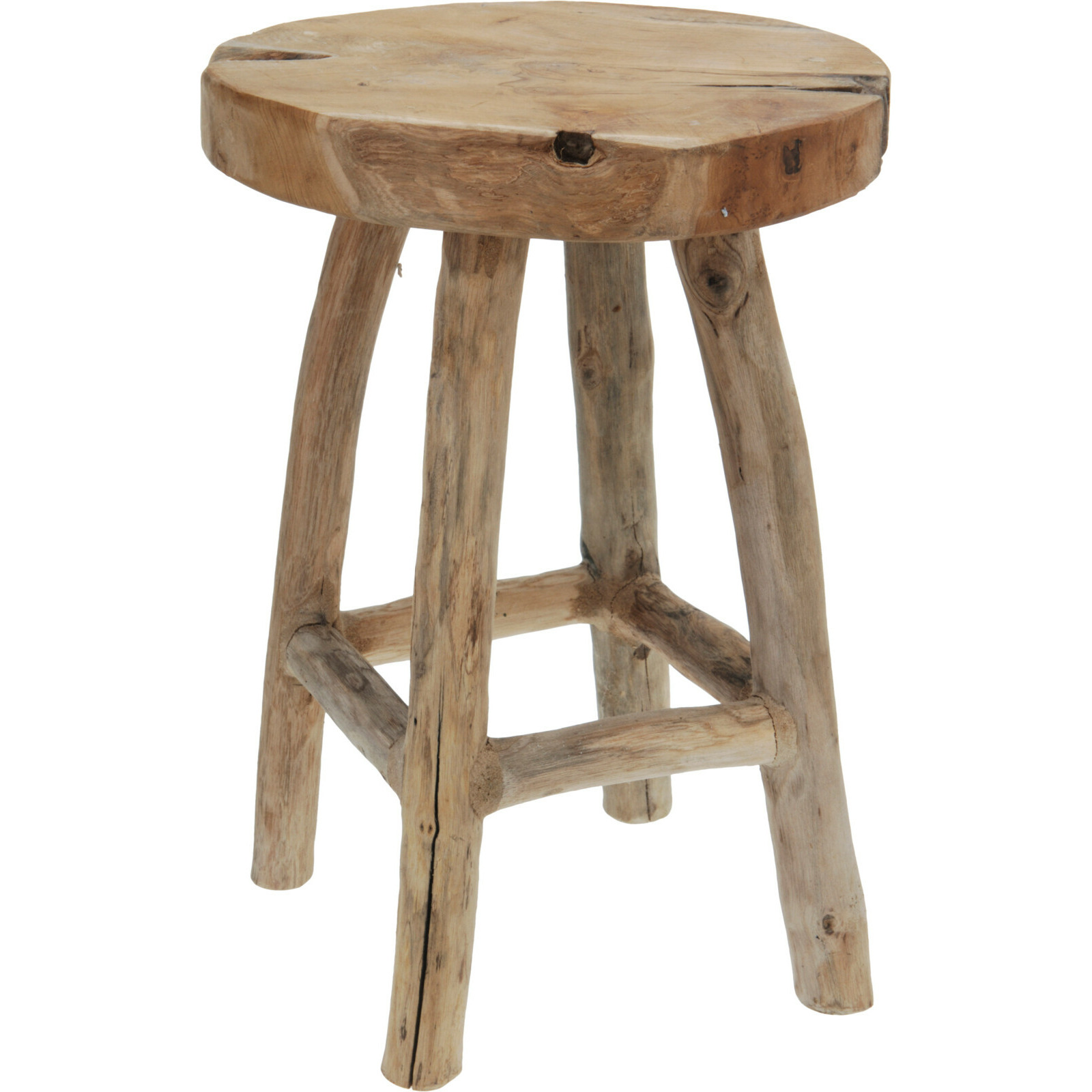 Home & Styling Bijzet krukje TEAK STOOL - lichtbruin - hout - D35 x H42 cm - Meubels - Zitten -