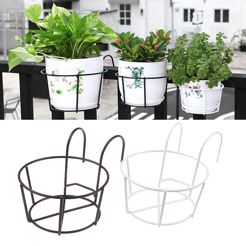 Bea Beatrice Tuin Hangende Planten Ijzeren Rekken Balkon Ronde Bloempot Rek Leuning Hek wit