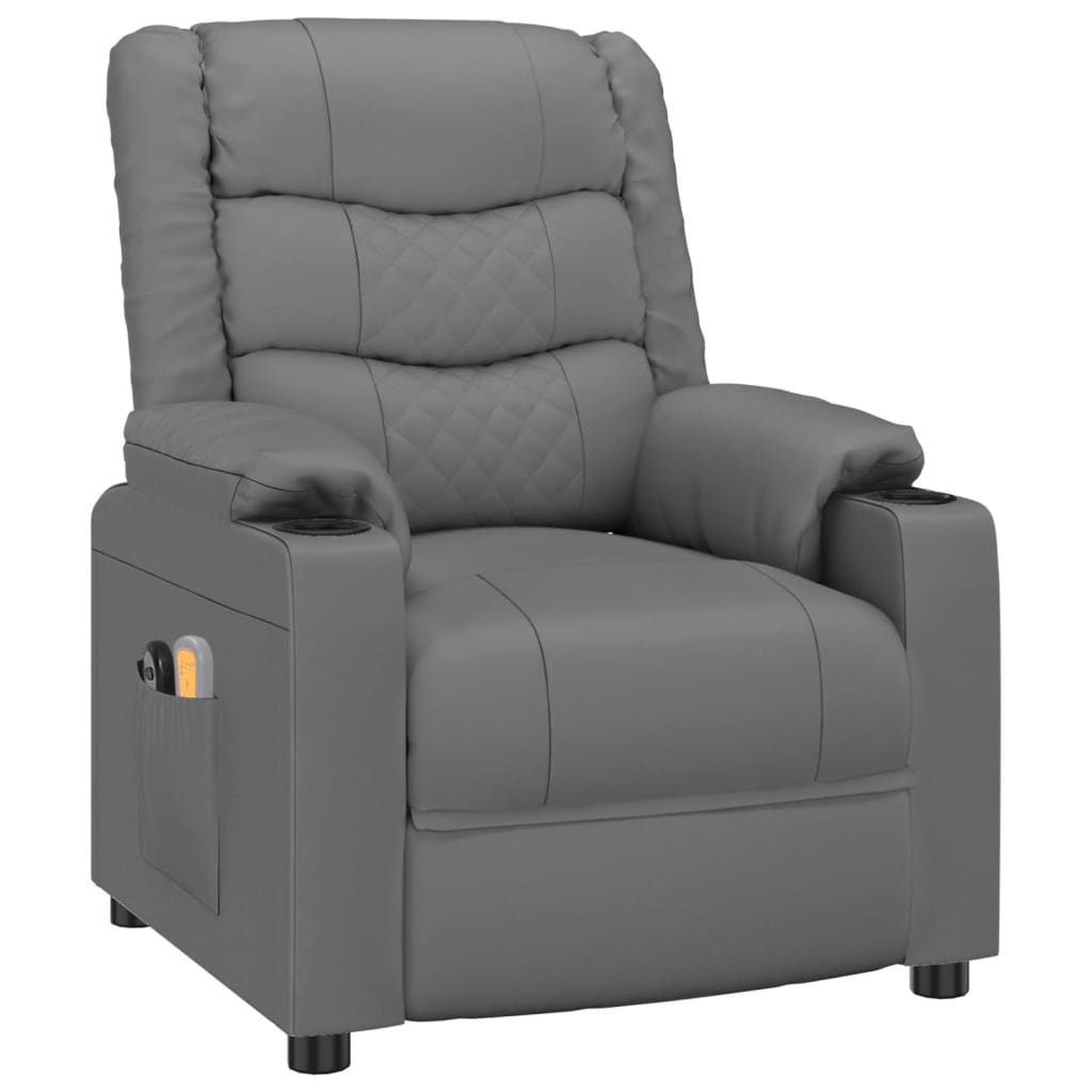 vidaXL Massagestoel elektrisch kunstleer grijs