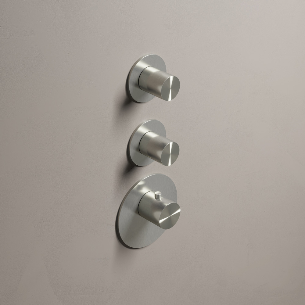 Hotbath Archie afbouwdeel met 2 stopkranen geborsteld gunmetal PVD