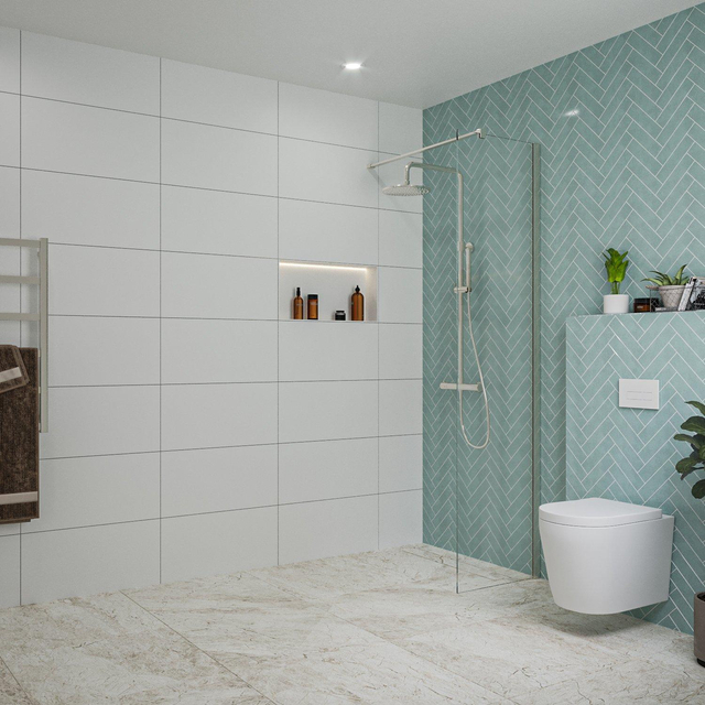 Fortifura Galeria inloopdouche - 50x200cm - helder glas - wandarm - Geborsteld RVS PVD (RVS) SW797919/SW797908