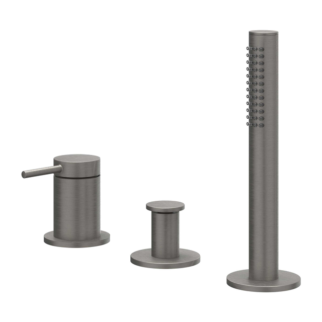 Ivy Bond Badrandcombinatie - 3-weg - mengkraan - uittrekbare handdouche - zonder uitloop - Geborsteld metal black PVD 6301136