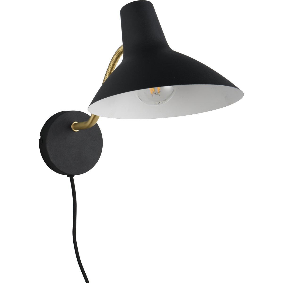 BES LED LED Wandlamp - Wandverlichting - Trion Fellar - E27 Fitting - IP20 - Zwart/Goud - Metaal