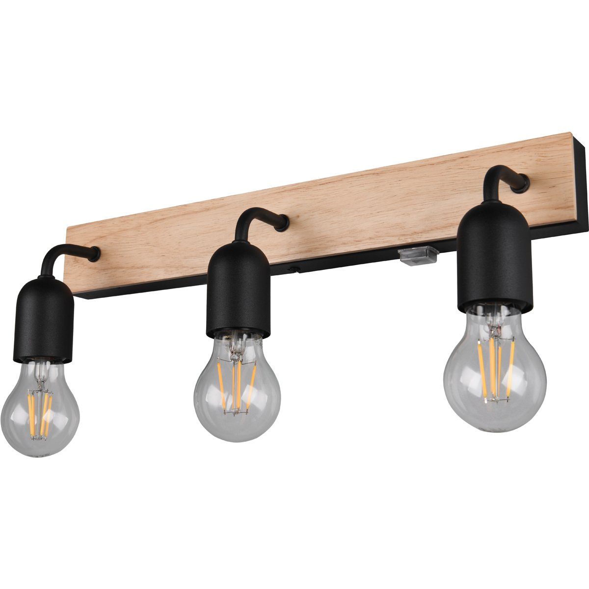 BES LED LED Wandlamp - Wandverlichting - Trion Turo XL - 3x E27 Fitting - IP44 - Bruin - Natuurhout