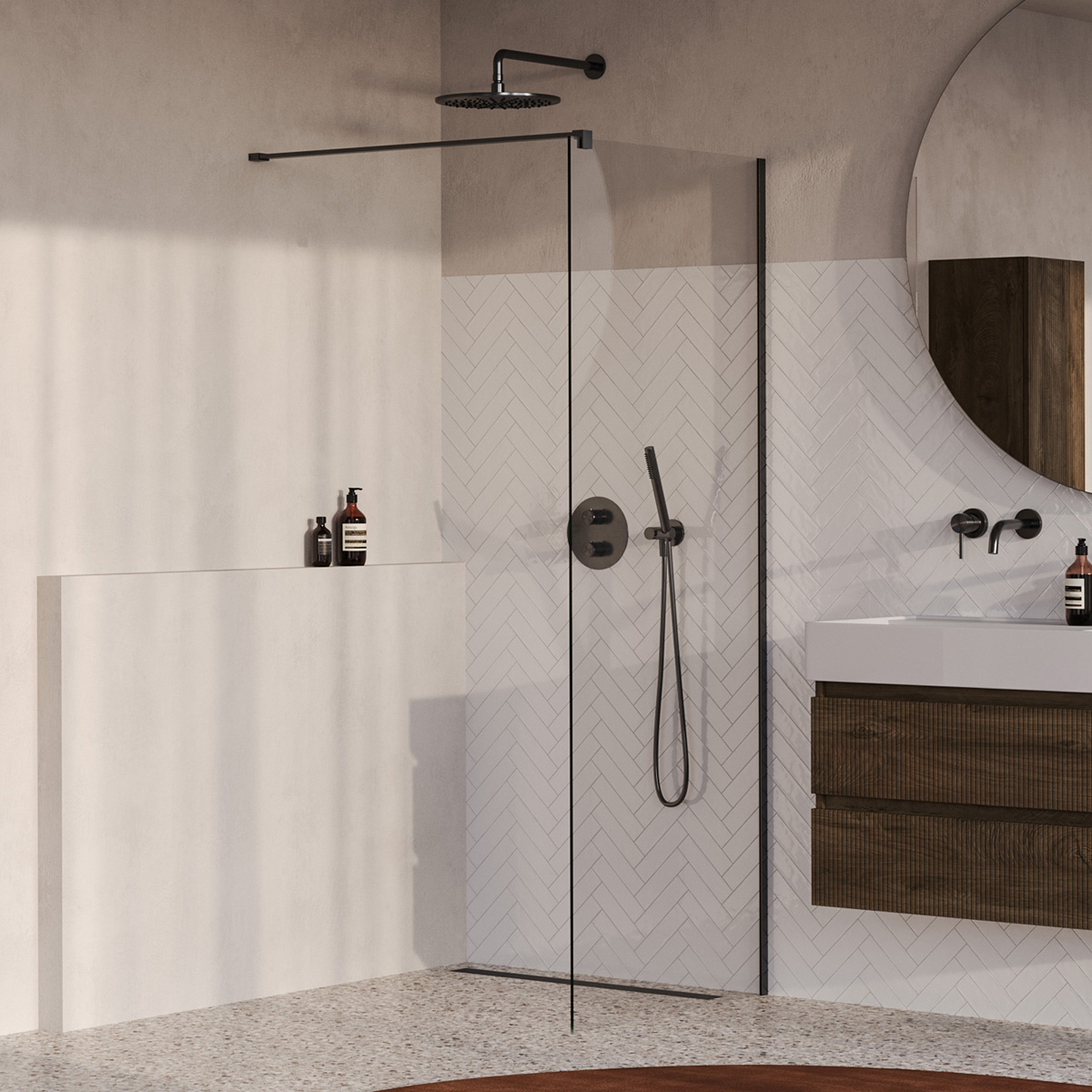 Brauer Oblivion inloopdouche helder glas 80cm gunmetal geborsteld PVD