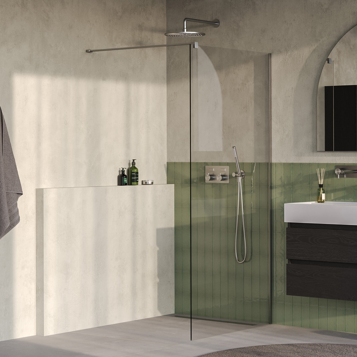 Brauer Oblivion inloopdouche helder glas 90cm RVS geborsteld PVD