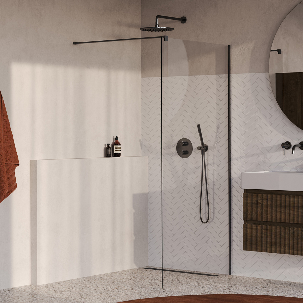Brauer Oblivion inloopdouche helder glas 100cm gunmetal geborsteld PVD