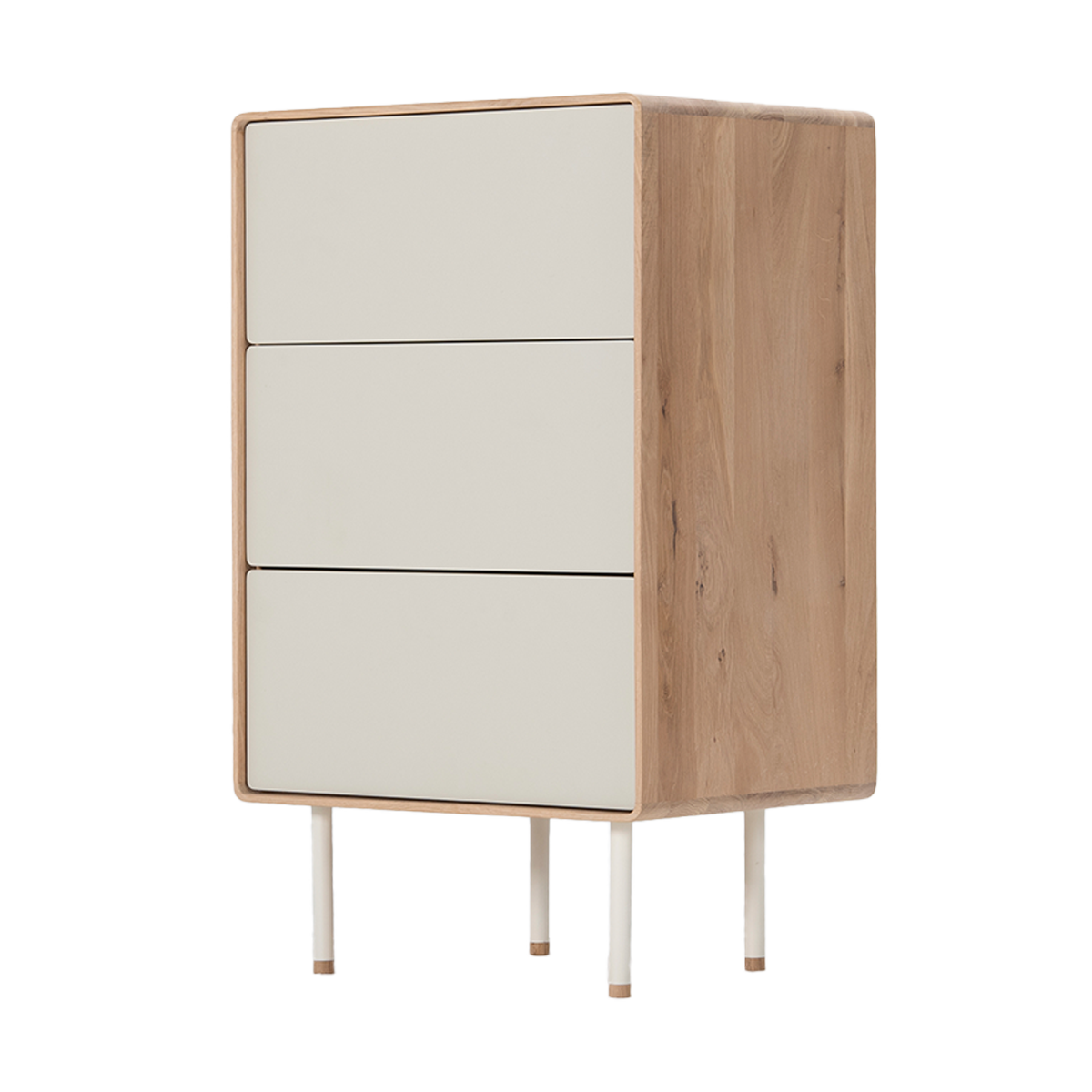 Gazzda Fina drawer houten ladekast whitewash - mushroom linoleum - 60 x 100 cm