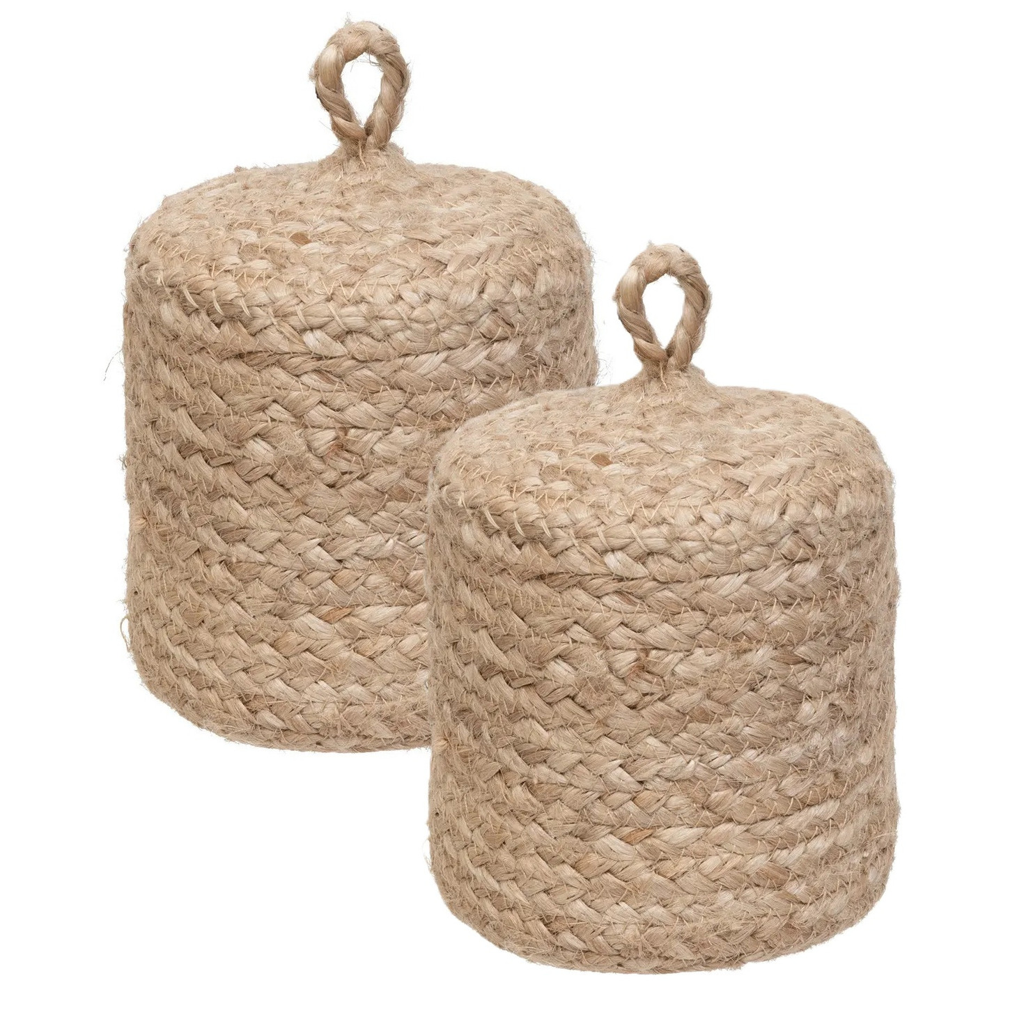 Atmosphera Deurstopper - 2x - 1 kg - beige - stof - jute gewicht - 15 cm - deurstop -