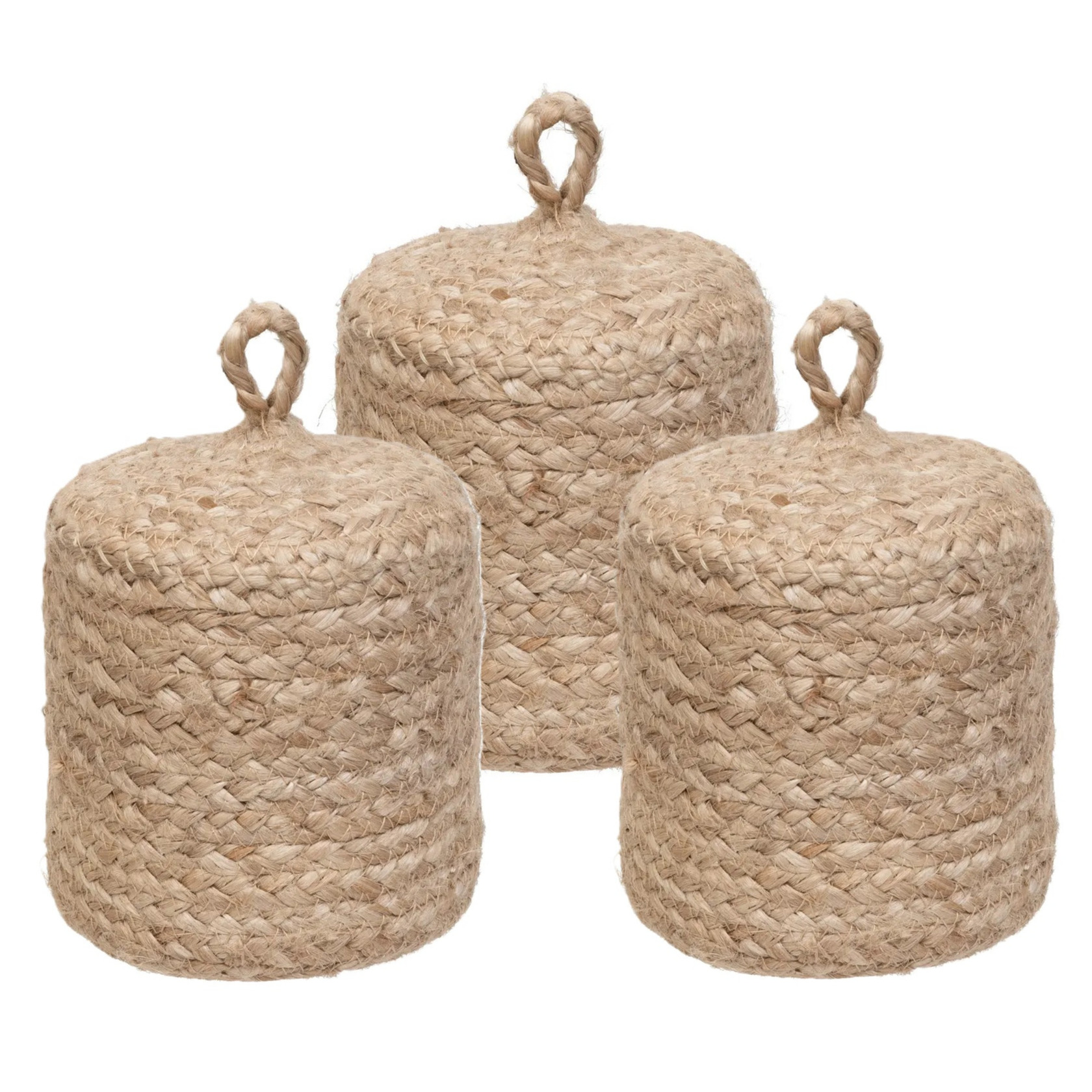 Atmosphera Deurstopper - 3x - 1 kg - beige - stof - jute gewicht - 15 cm - deurstop -