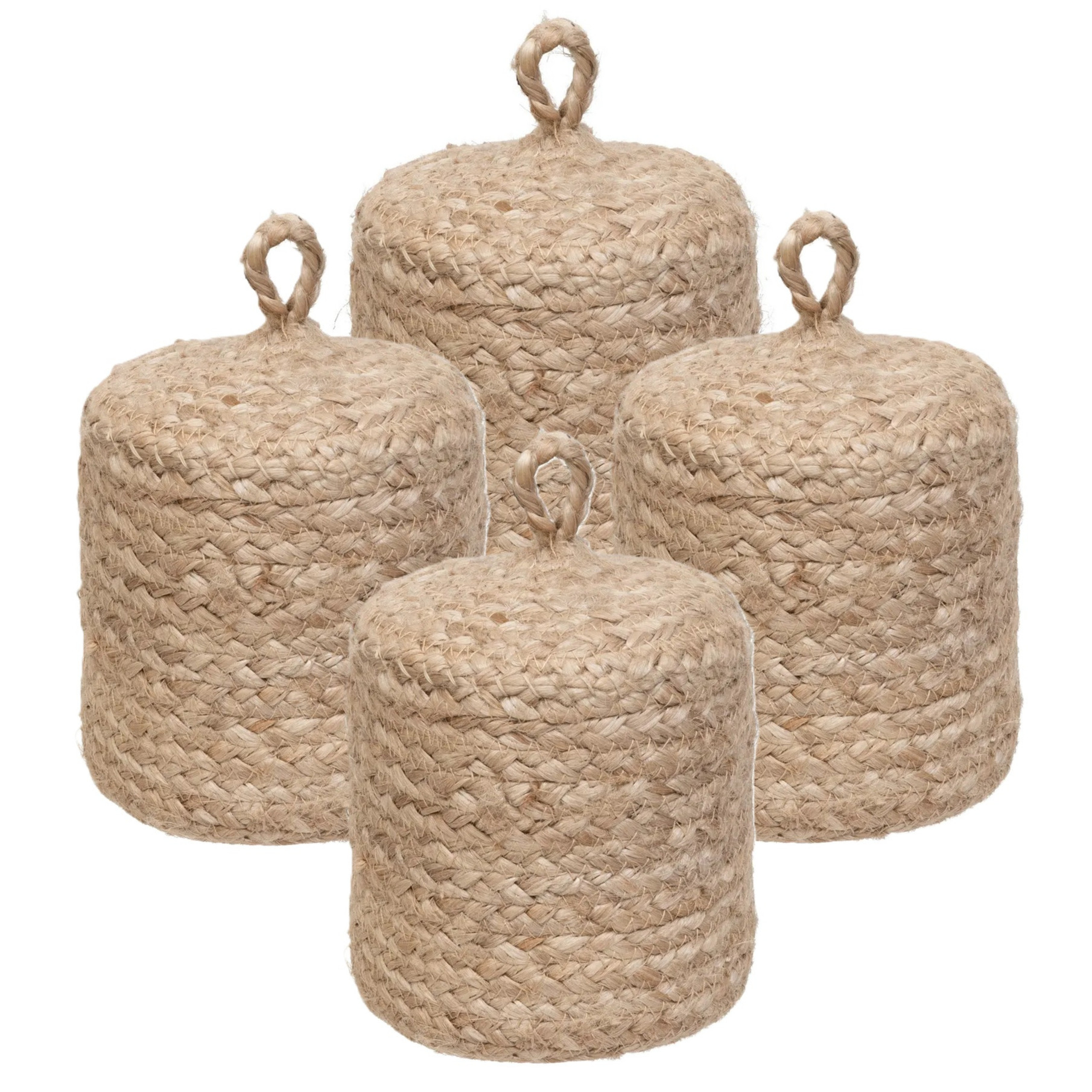 Atmosphera Deurstopper - 4x - 1 kg - beige - stof - jute gewicht - 15 cm - deurstop -