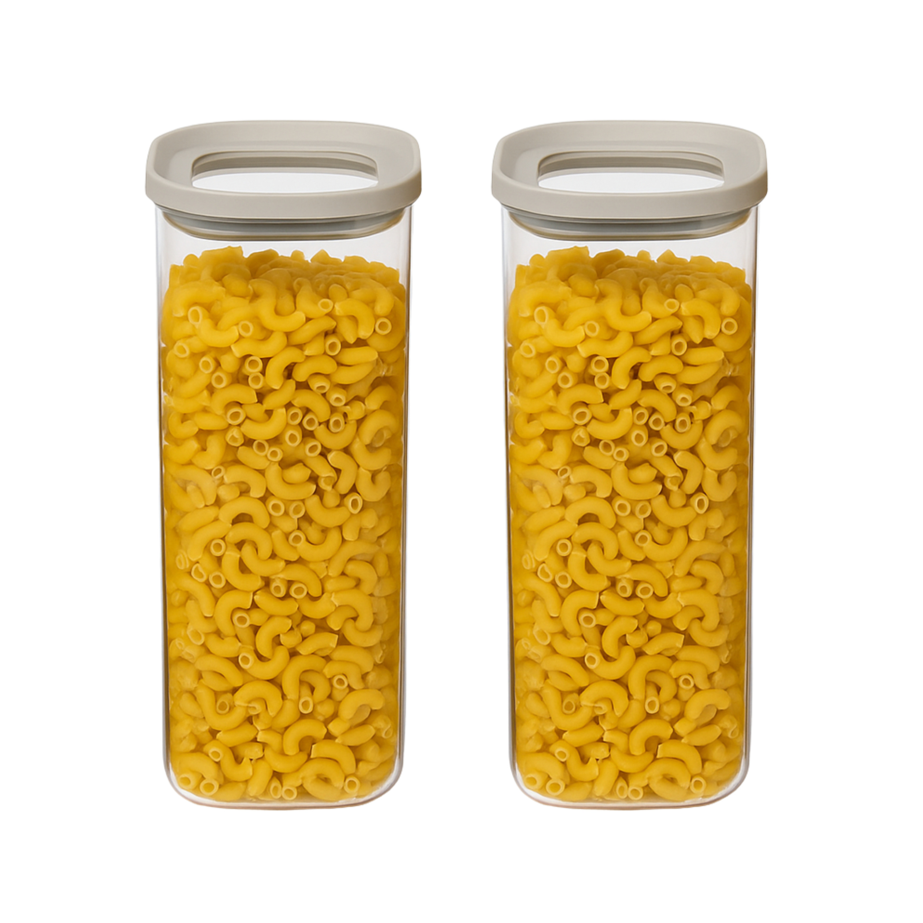 5five Voorraadpot - 2x - keuken/voedsel - glas - 1600 ml - luchtdichte deksel - transparant/beige -