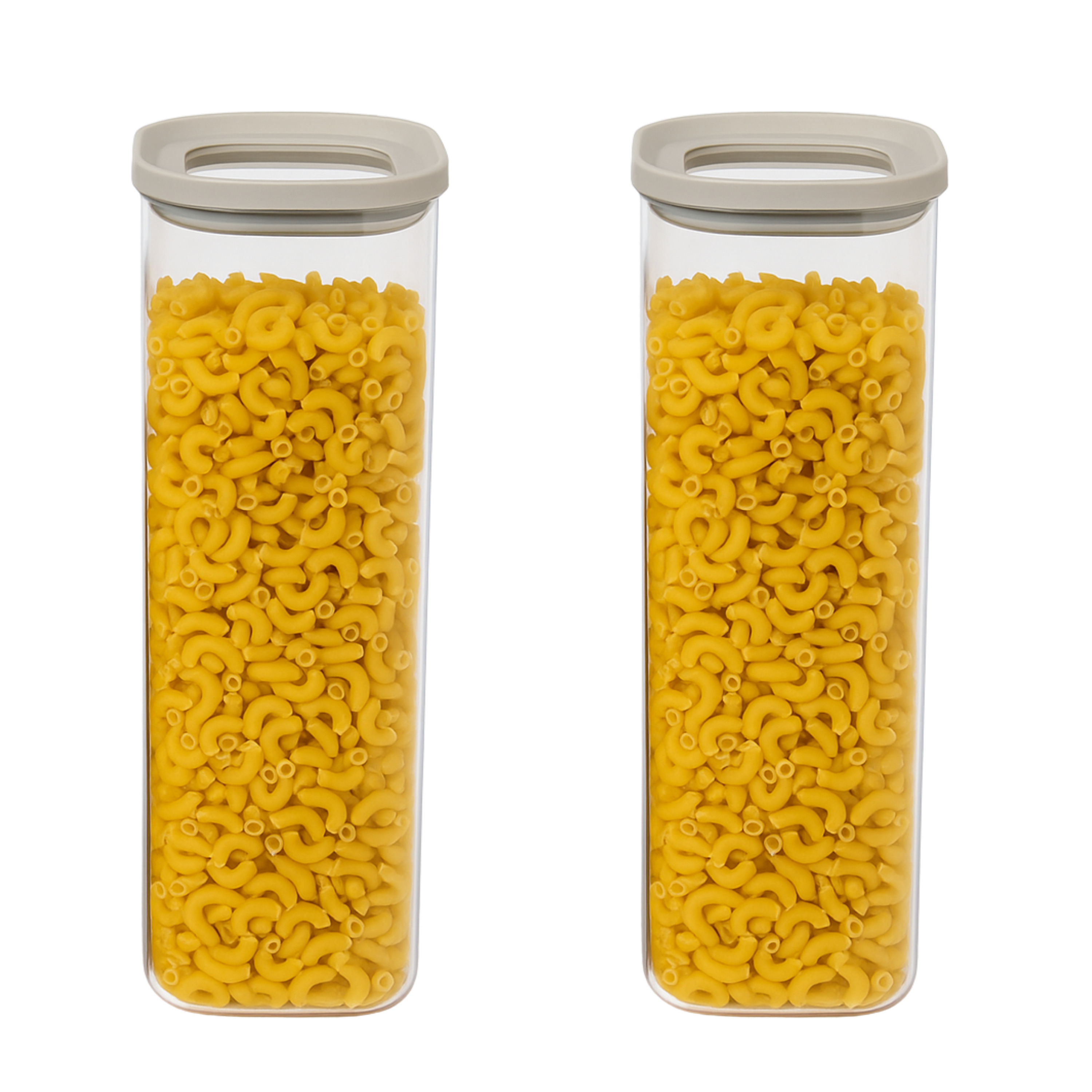 5five Voorraadpot - 2x - keuken/voedsel - glas - 2000 ml - luchtdichte deksel - transparant/beige -