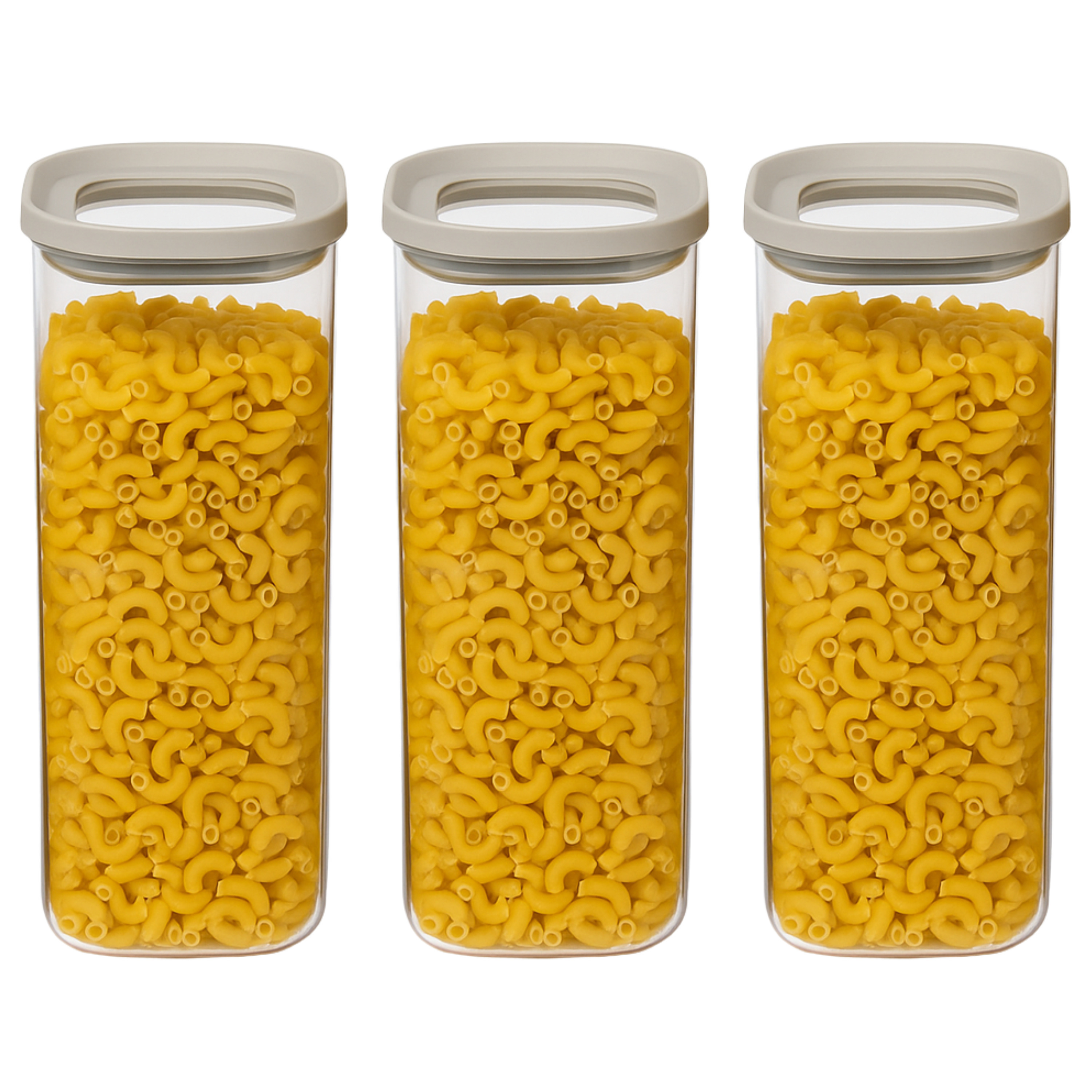 5five Voorraadpot - 3x - keuken/voedsel - glas - 1600 ml - luchtdichte deksel - transparant/beige -
