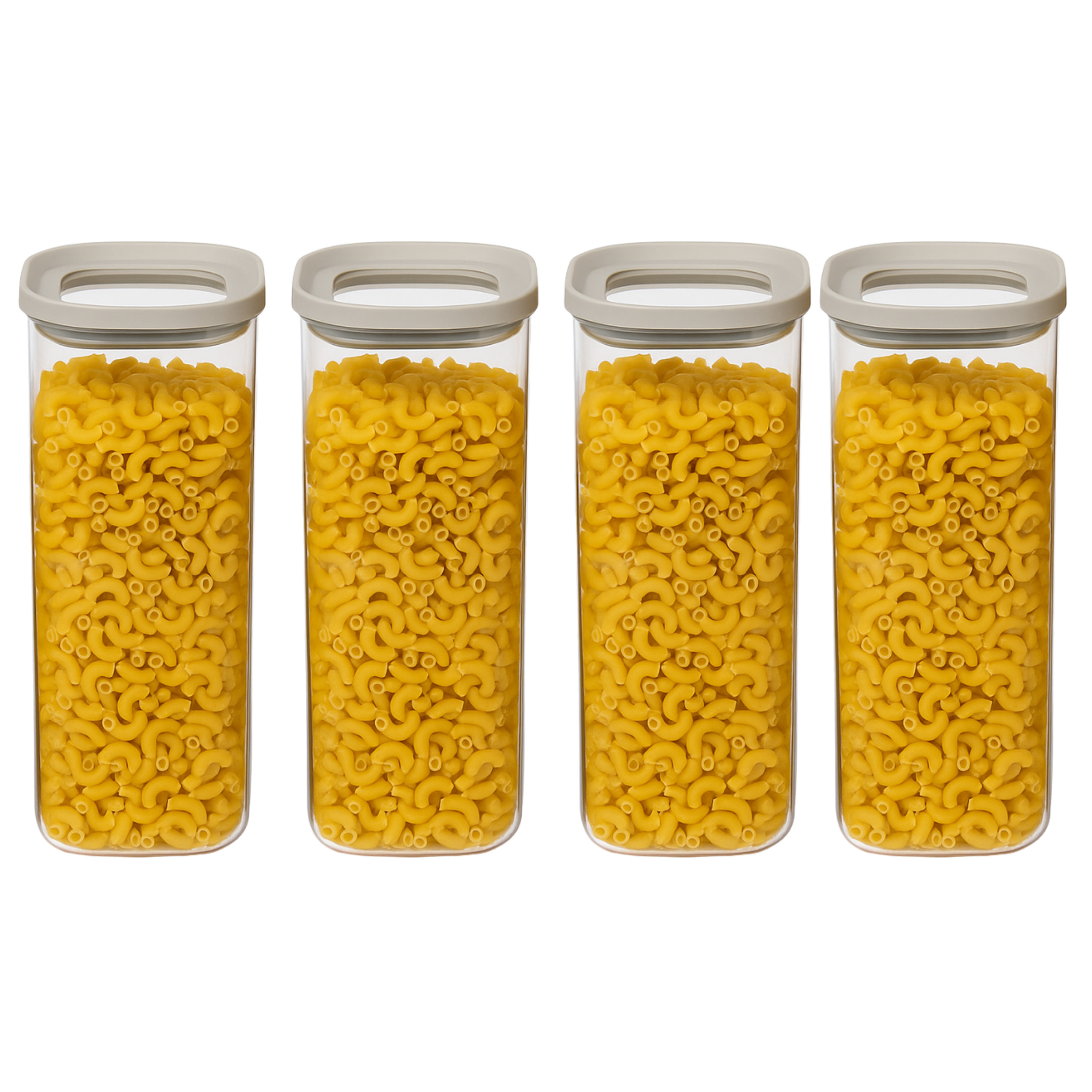 5five Voorraadpot - 4x - keuken/voedsel - glas - 1600 ml - luchtdichte deksel - transparant/beige -
