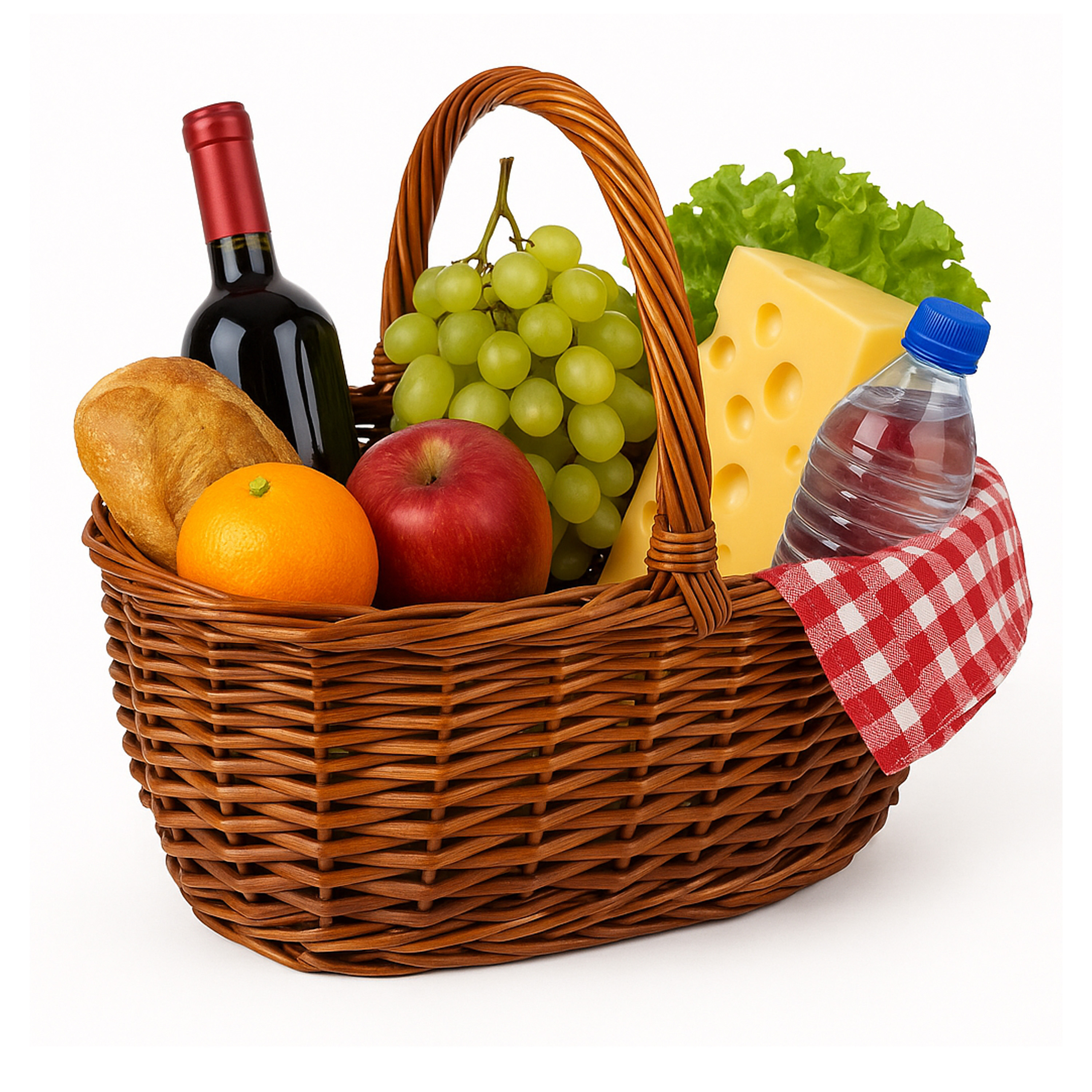 CM Picknickmand met hengsel - mahonie - riet - x 28 x 18  -