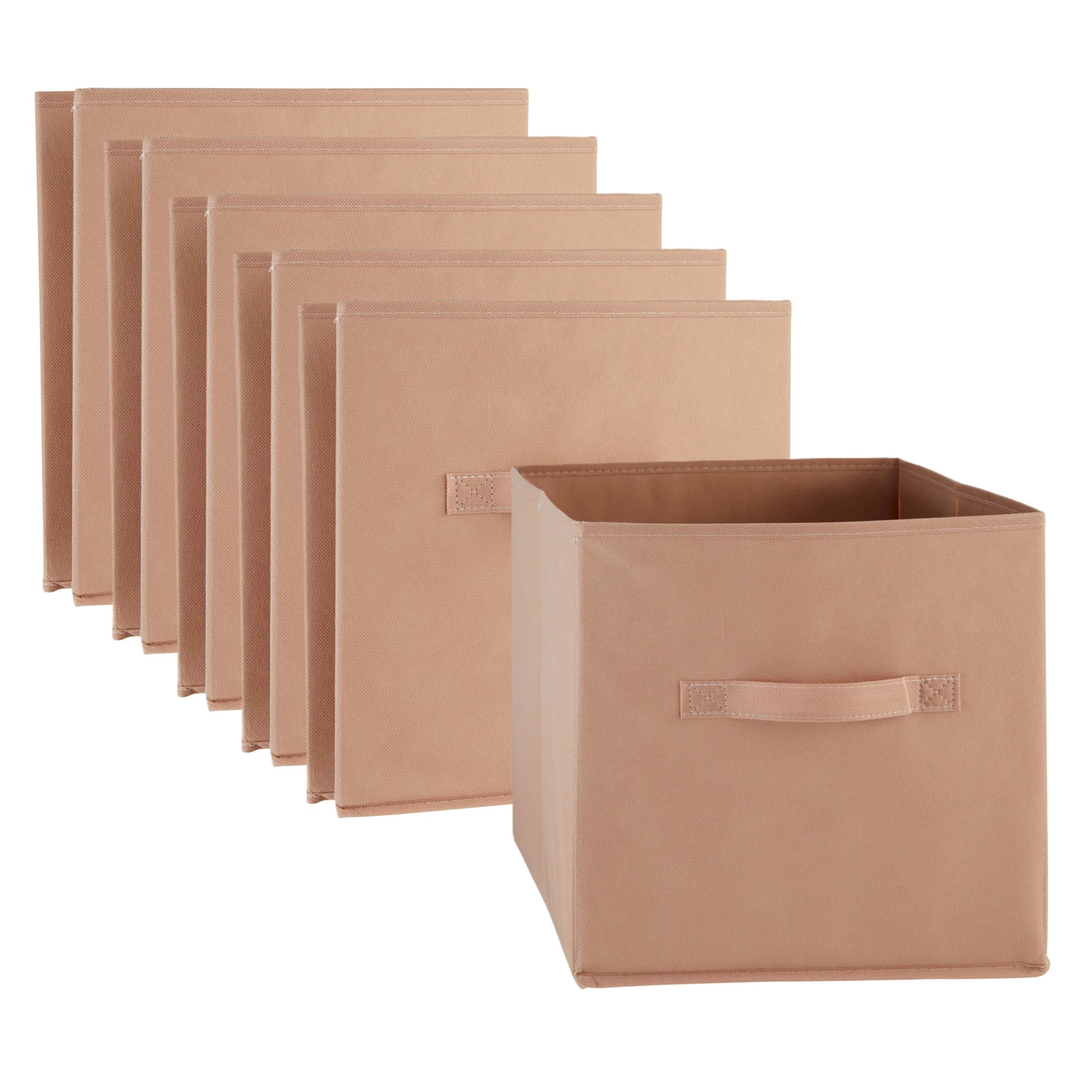 5five Opbergmand/kastmand Square Box - 6x - karton/kunststof - 29 liter - terra - 31 x 31 x 31 cm -