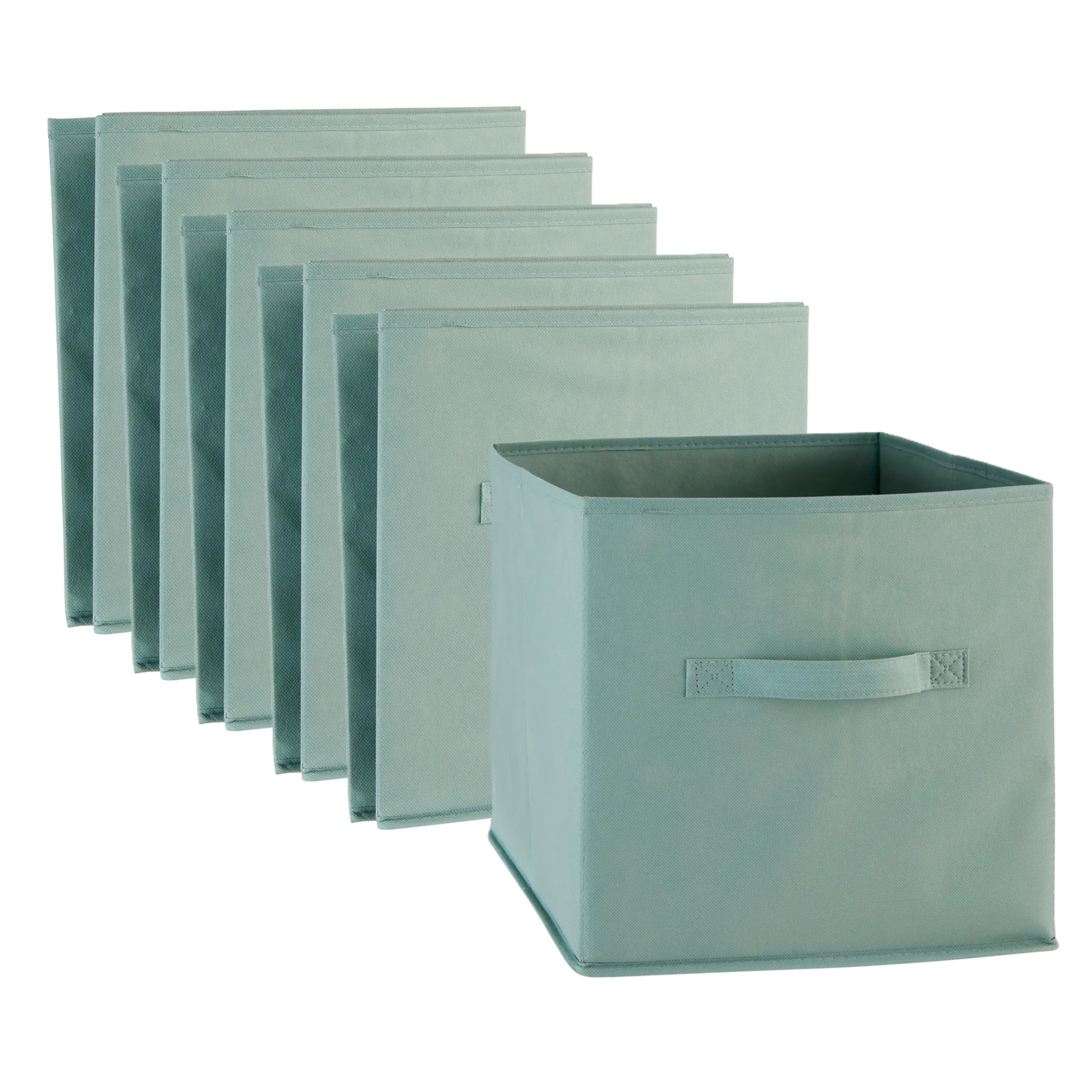5five Opbergmand/kastmand Square Box - 6x - karton/kunststof - 29 liter - zeegroen - 31 x 31 x 31 cm -
