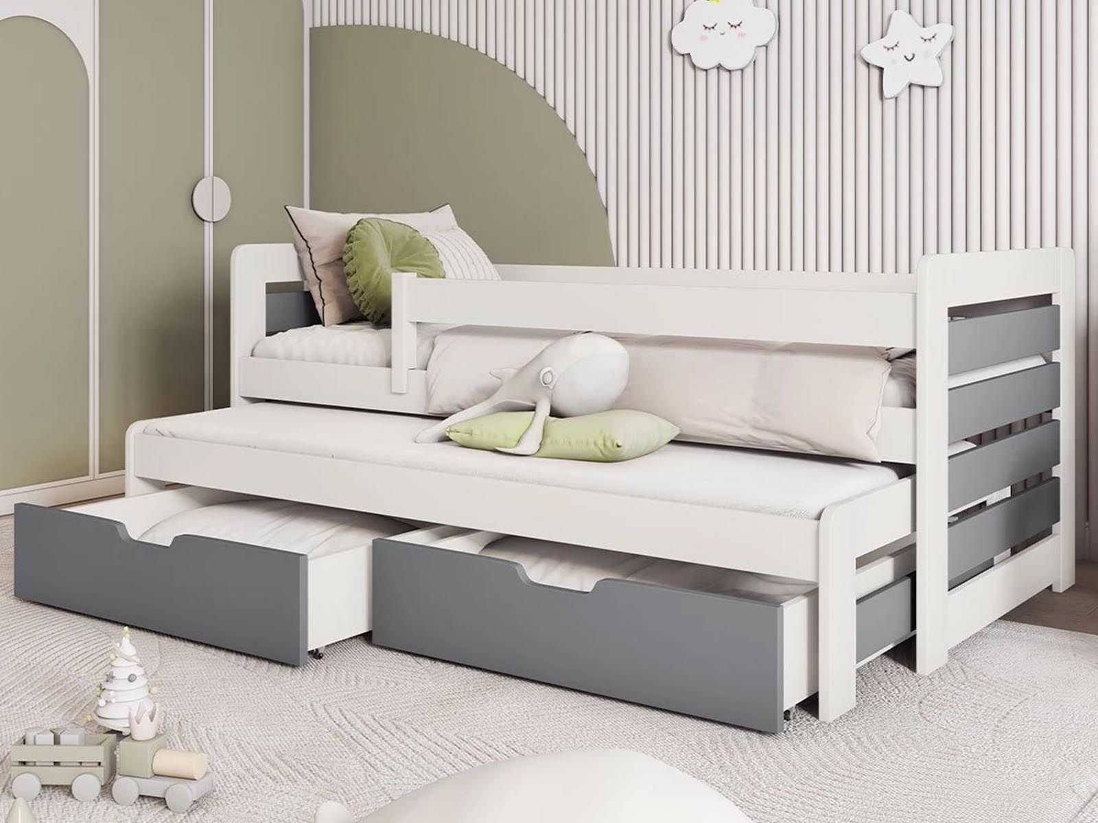 Mobistoxx Kajuitbed CATALEYA 90x200 cm wit/grijs
