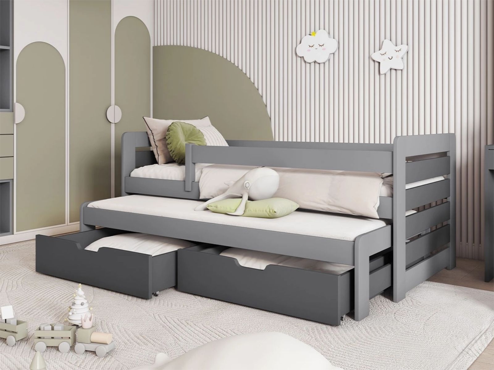 Mobistoxx Kajuitbed CATALEYA 90x200 cm grijs/grafiet