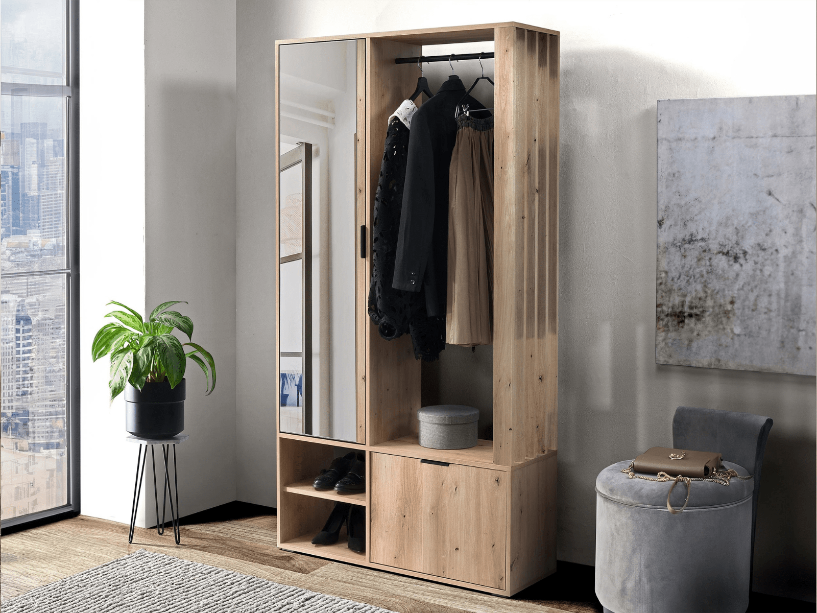Mobistoxx Vestiaire VICTORIEN artisan eik met spiegel