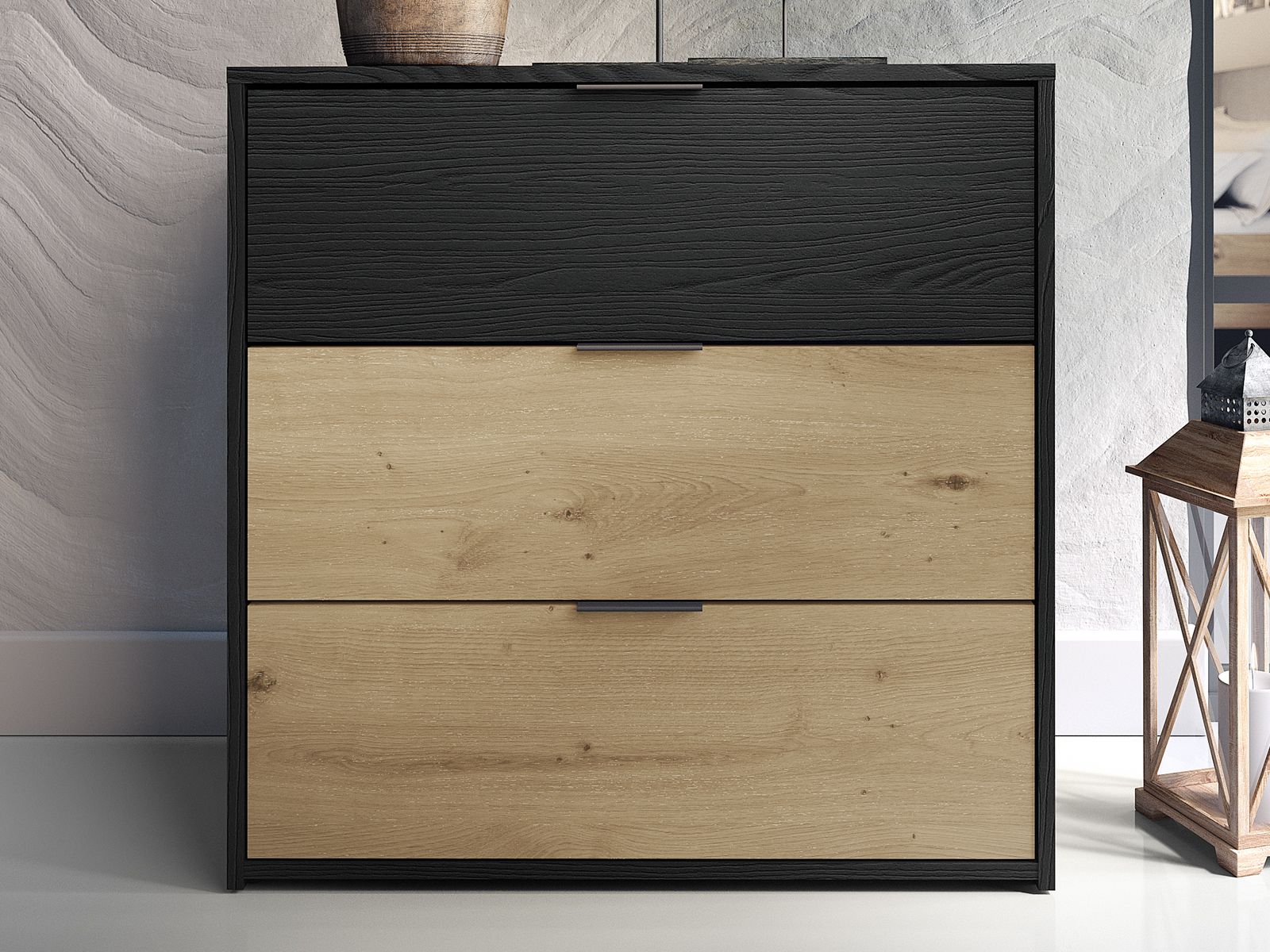 Mobistoxx Commode UMPAL 3 deuren grafiet/artisan eik