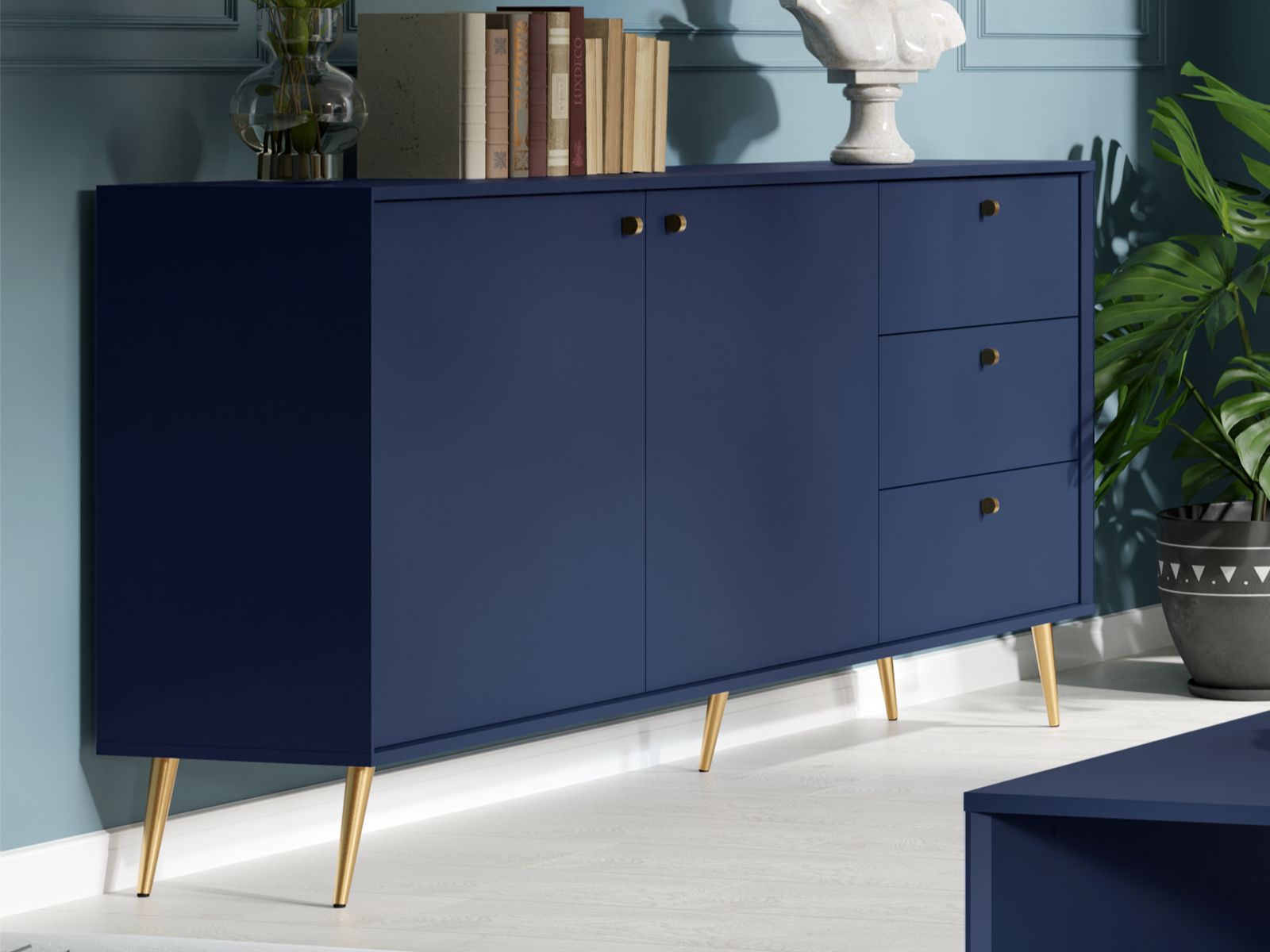 Mobistoxx Dressoir ROSSE 2 deuren 3 lades donkerblauw