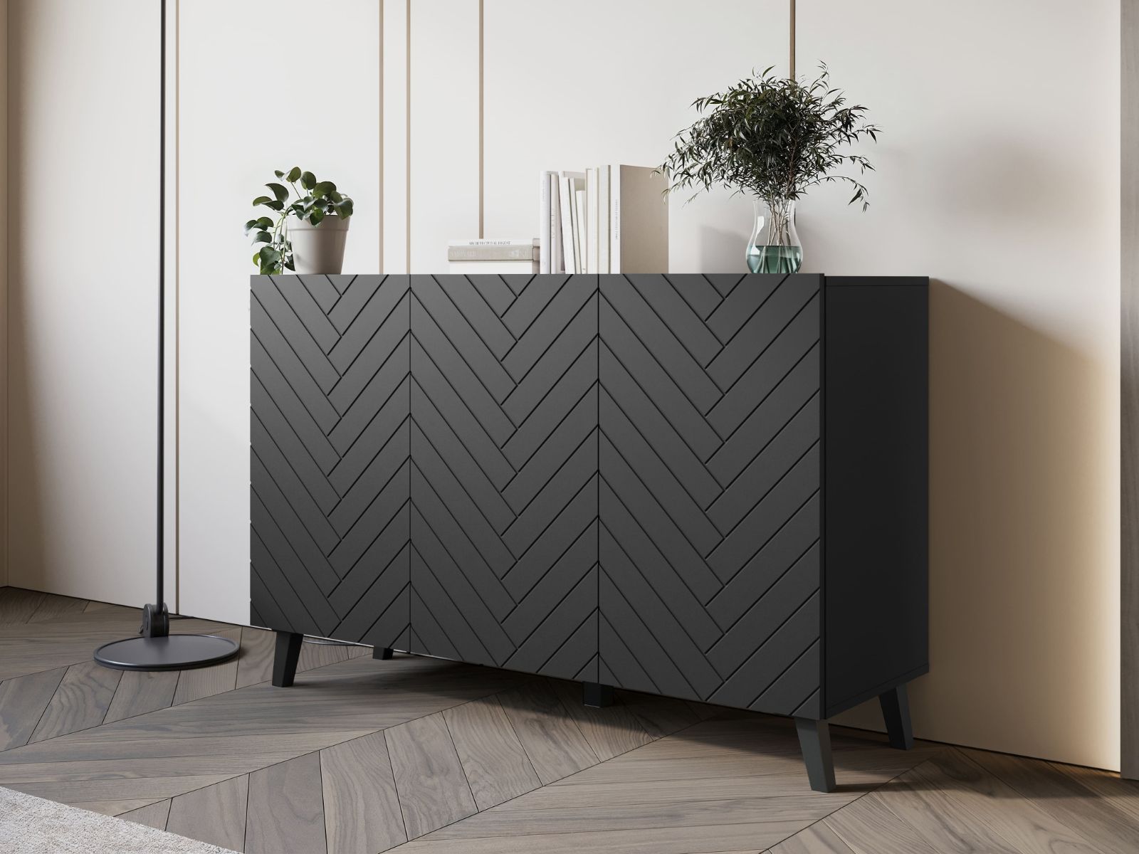 Mobistoxx Dressoir FUKETTE 3 deuren grafiet/zwart