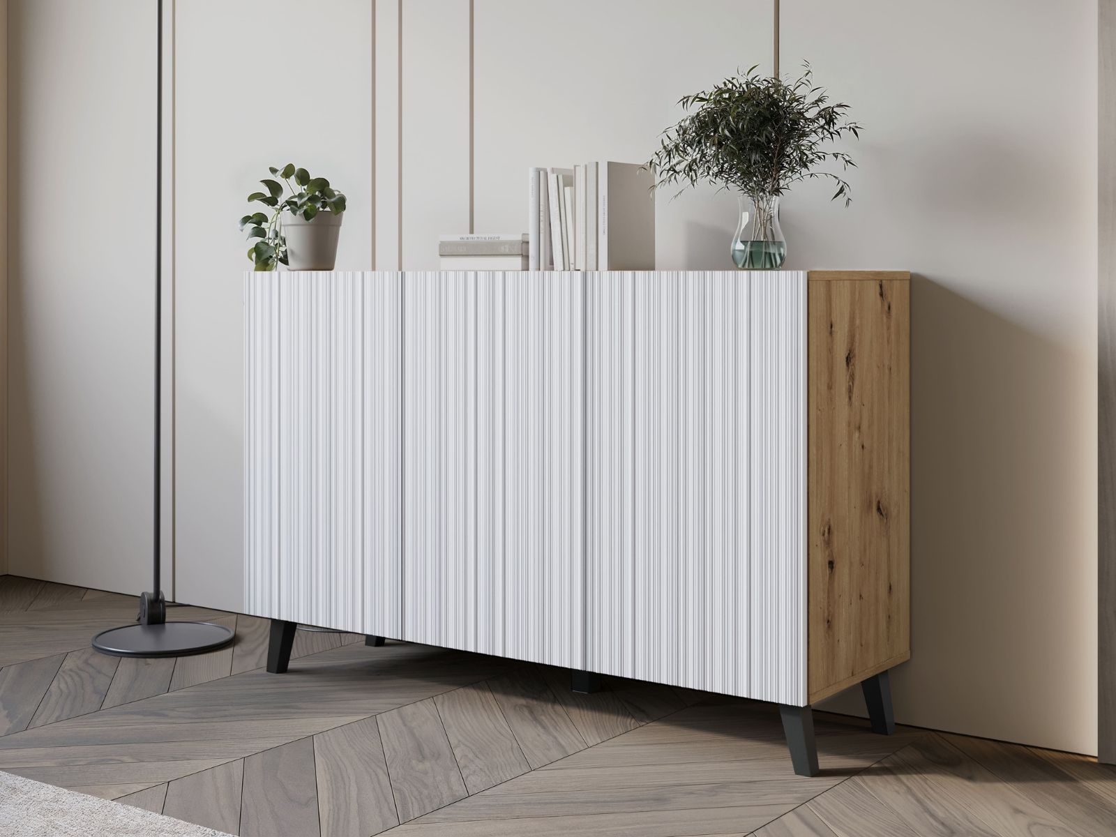 Mobistoxx Dressoir FUKETTE 3 deuren artisan eik/wit