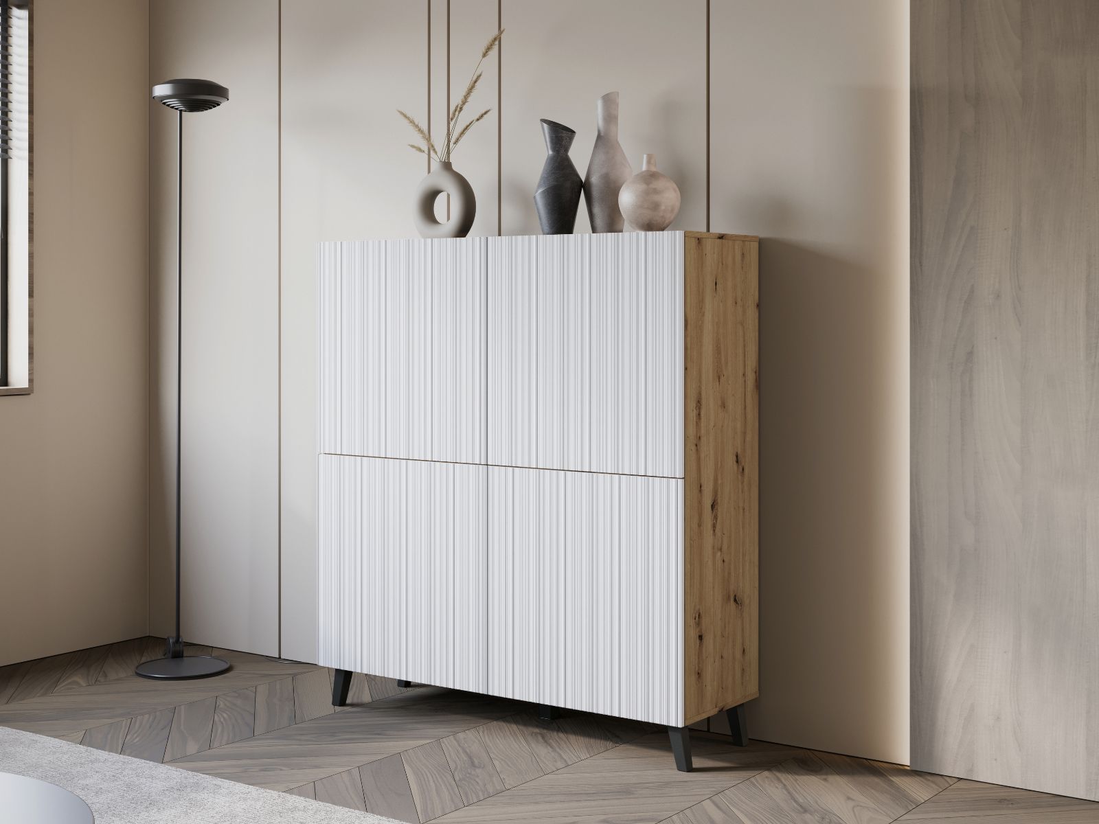 Mobistoxx Dressoir FUKETTE 4 deuren artisan eik/wit