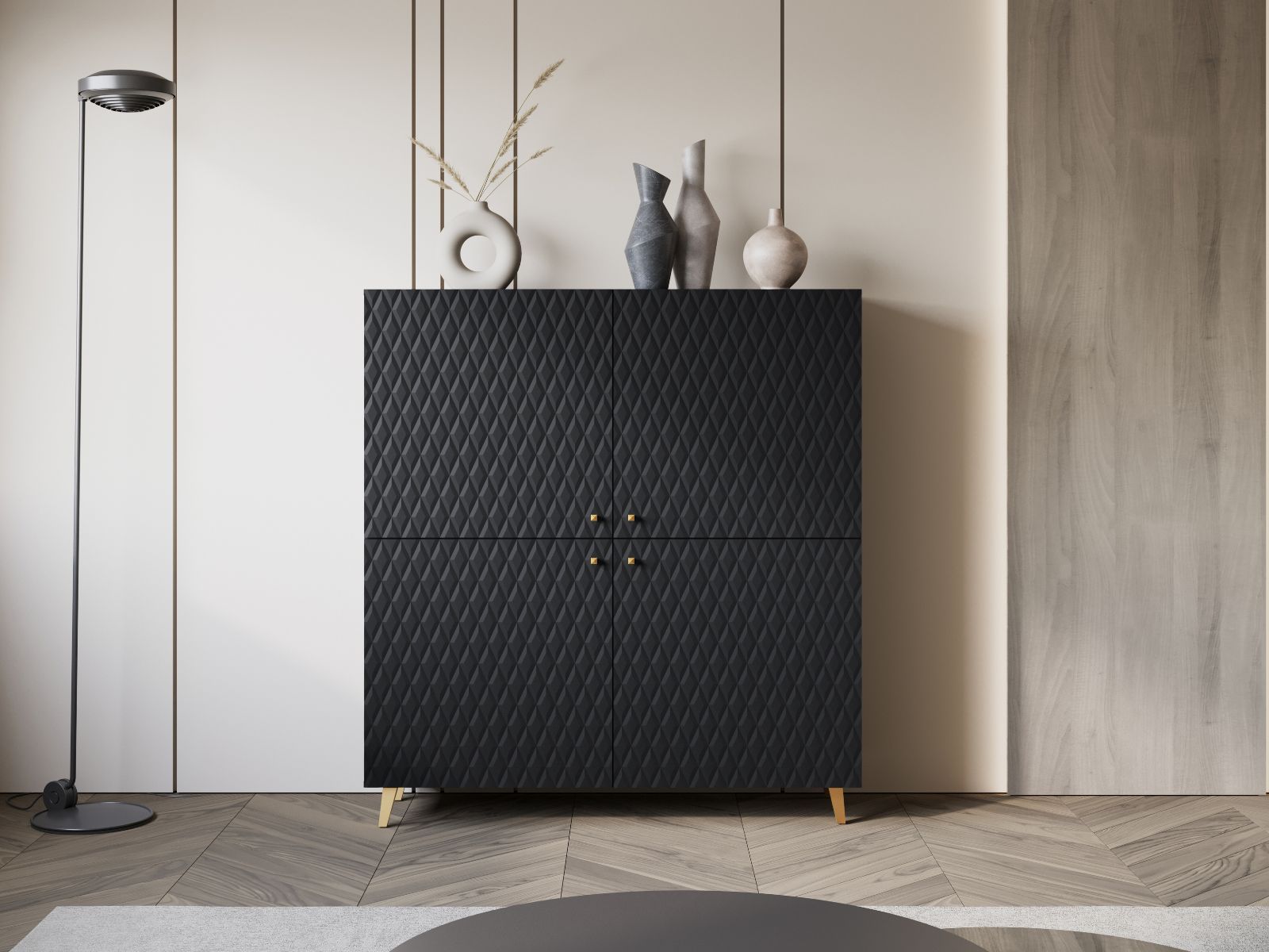 Mobistoxx Dressoir FUKETTE 4 deuren grafiet/goud