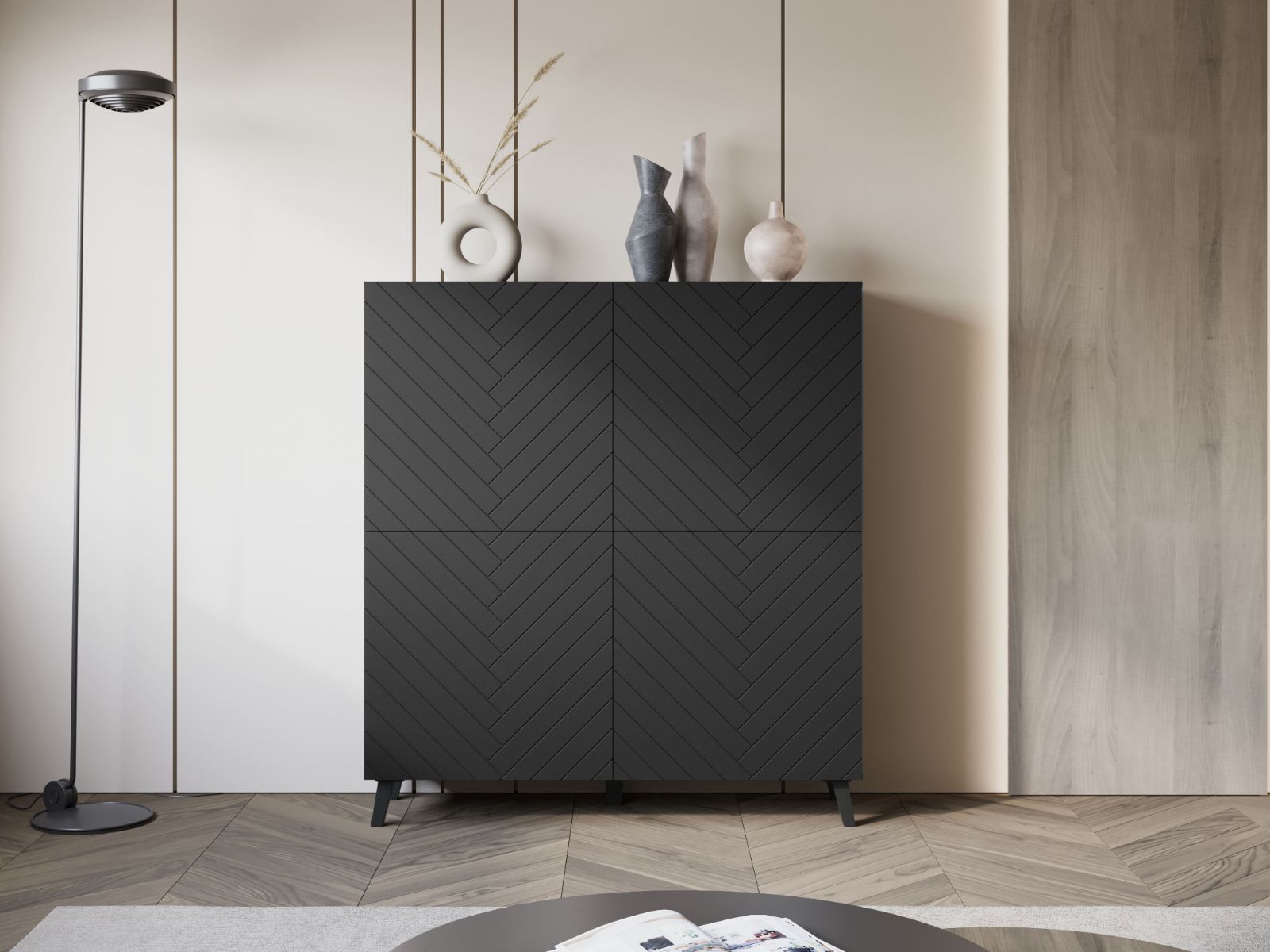 Mobistoxx Dressoir FUKETTE 4 deuren grafiet/zwart