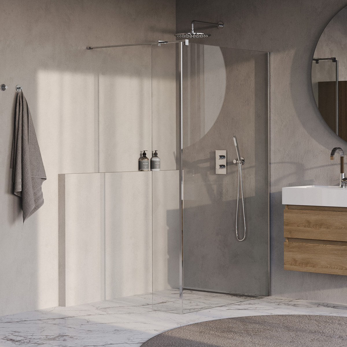 Brauer Oblivion inloopdouche helder glas 120cm met 30cm zijwand chroom