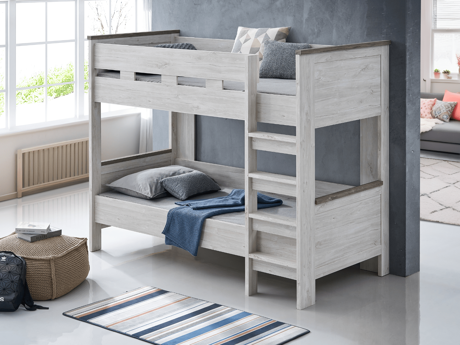 Mobistoxx Stapelbed NELI 90x200 cm witte eik/herfst eik
