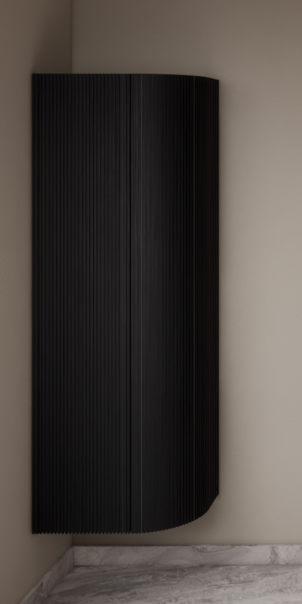 Gliss Design Alluro kolomkast 160cm met ronding rechts black veneer