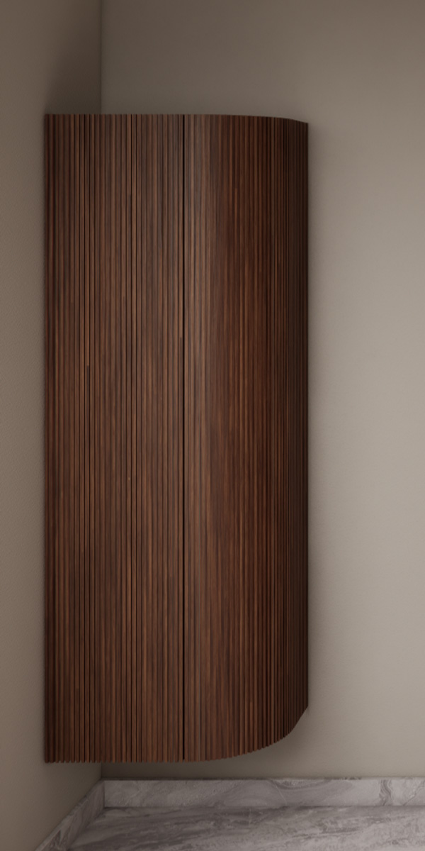 Gliss Design Alluro kolomkast 160cm met ronding rechts walnut