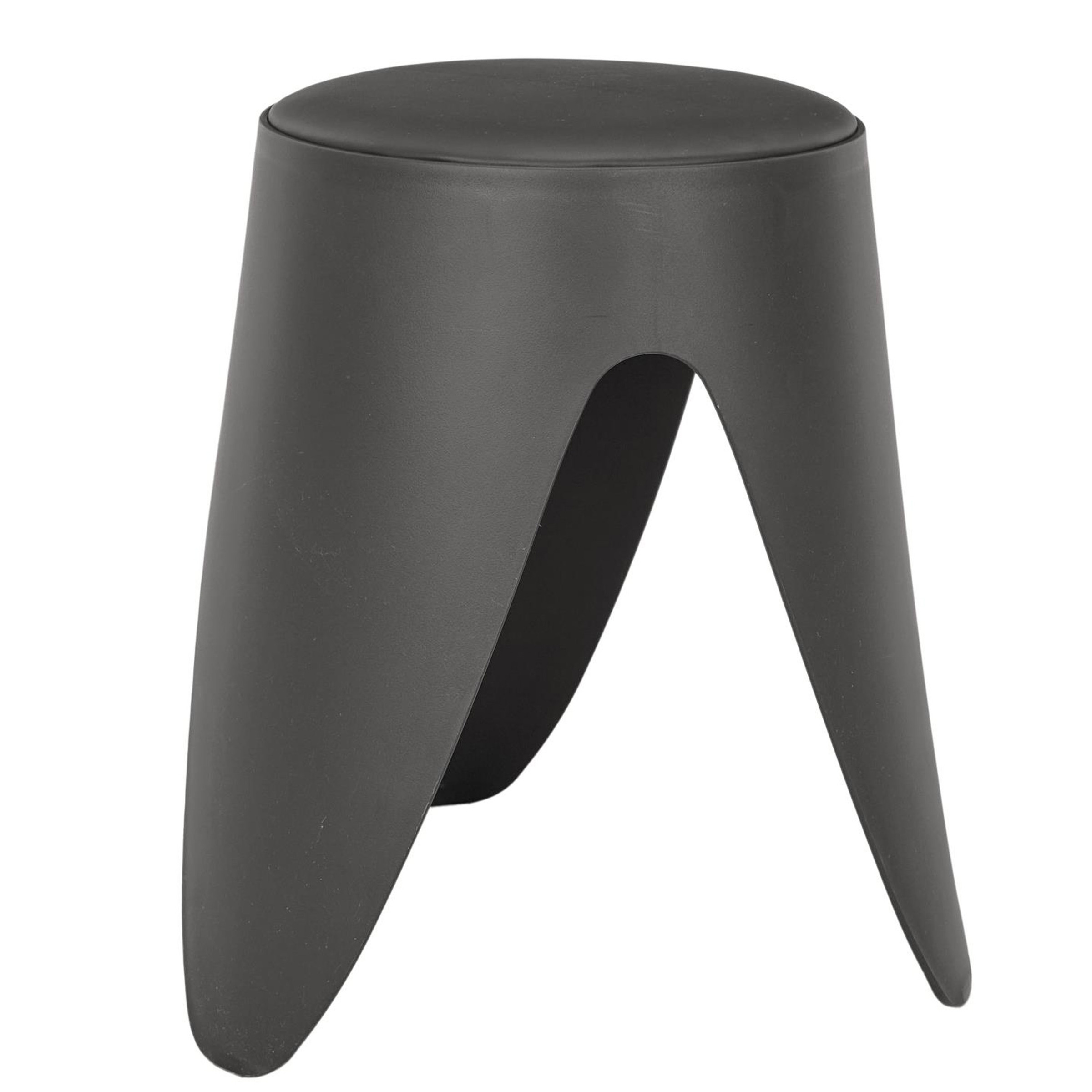 Home Deco Factory Stapelbaar zit krukje Gala - kunststof - antraciet - D30 x H46 cm - stoelen -